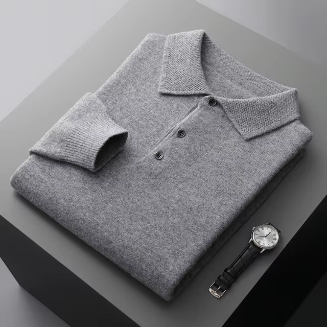 Herren Woll Polo Langarm mit Zeitlosem Design 7