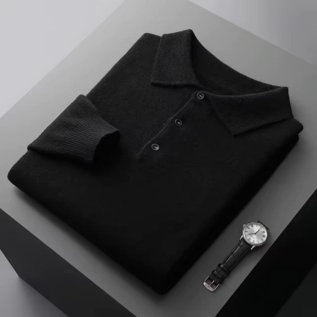 Herren Woll Polo Langarm mit Zeitlosem Design 9