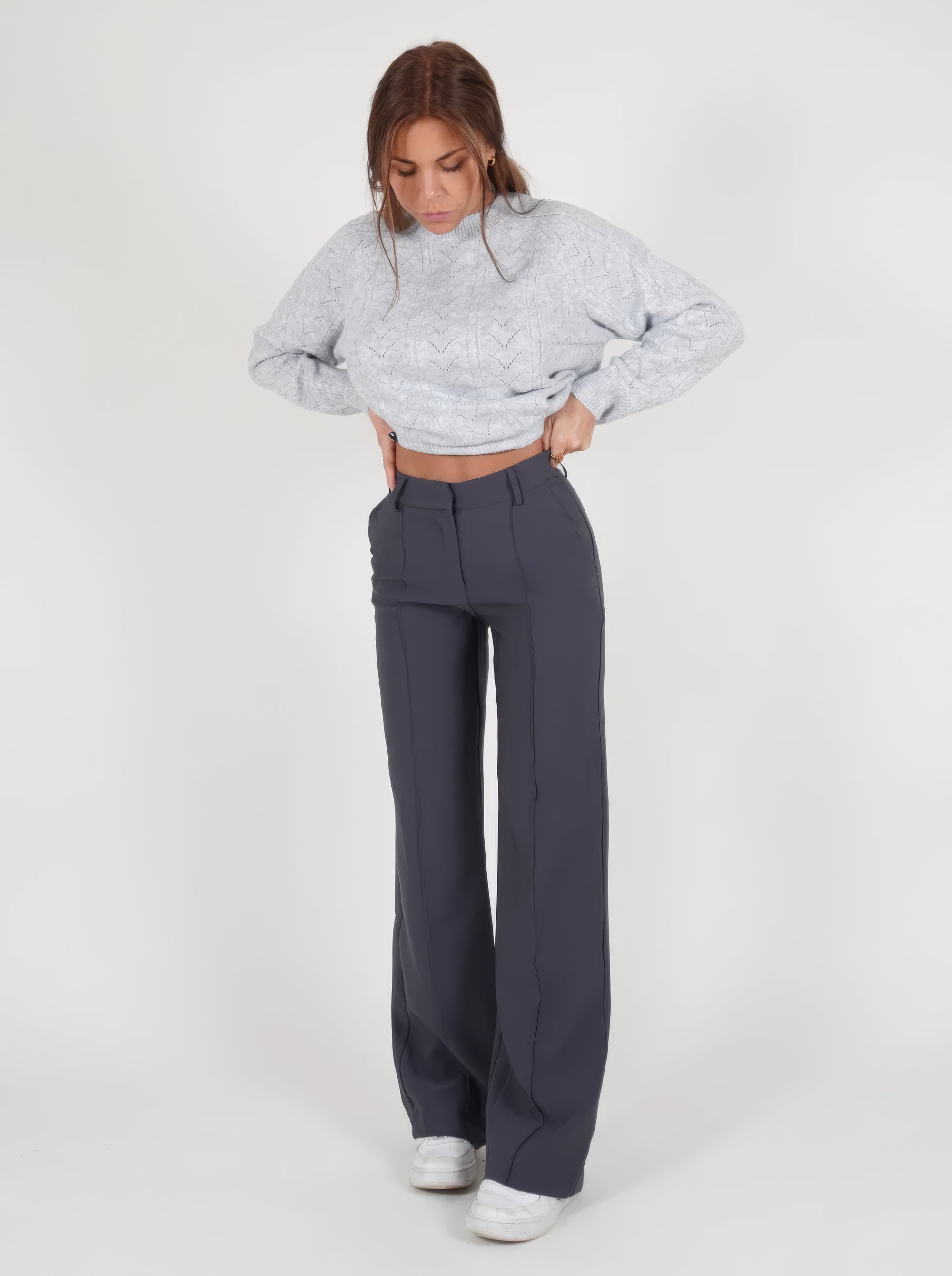 Hochtaillierte Stoffhose Damen