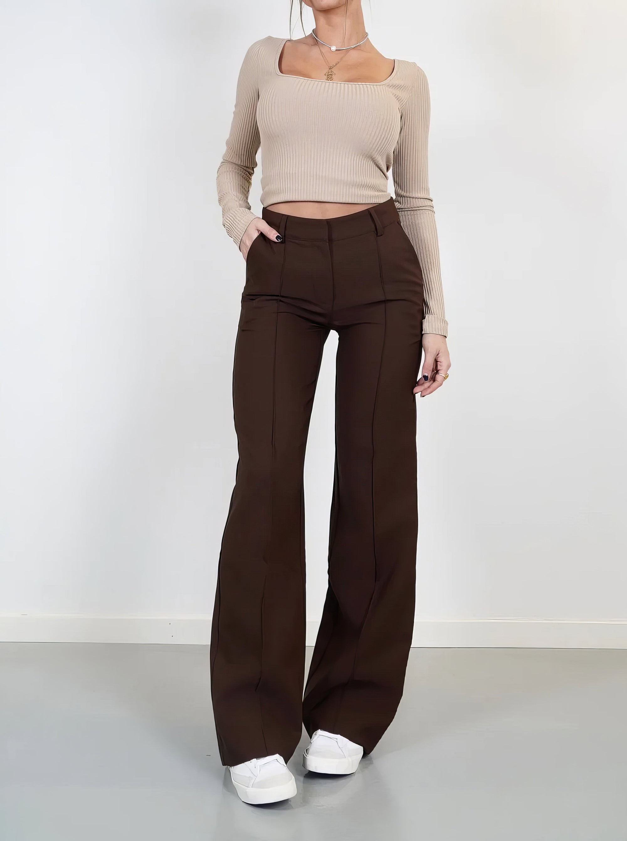 Hochtaillierte Stoffhose Damen