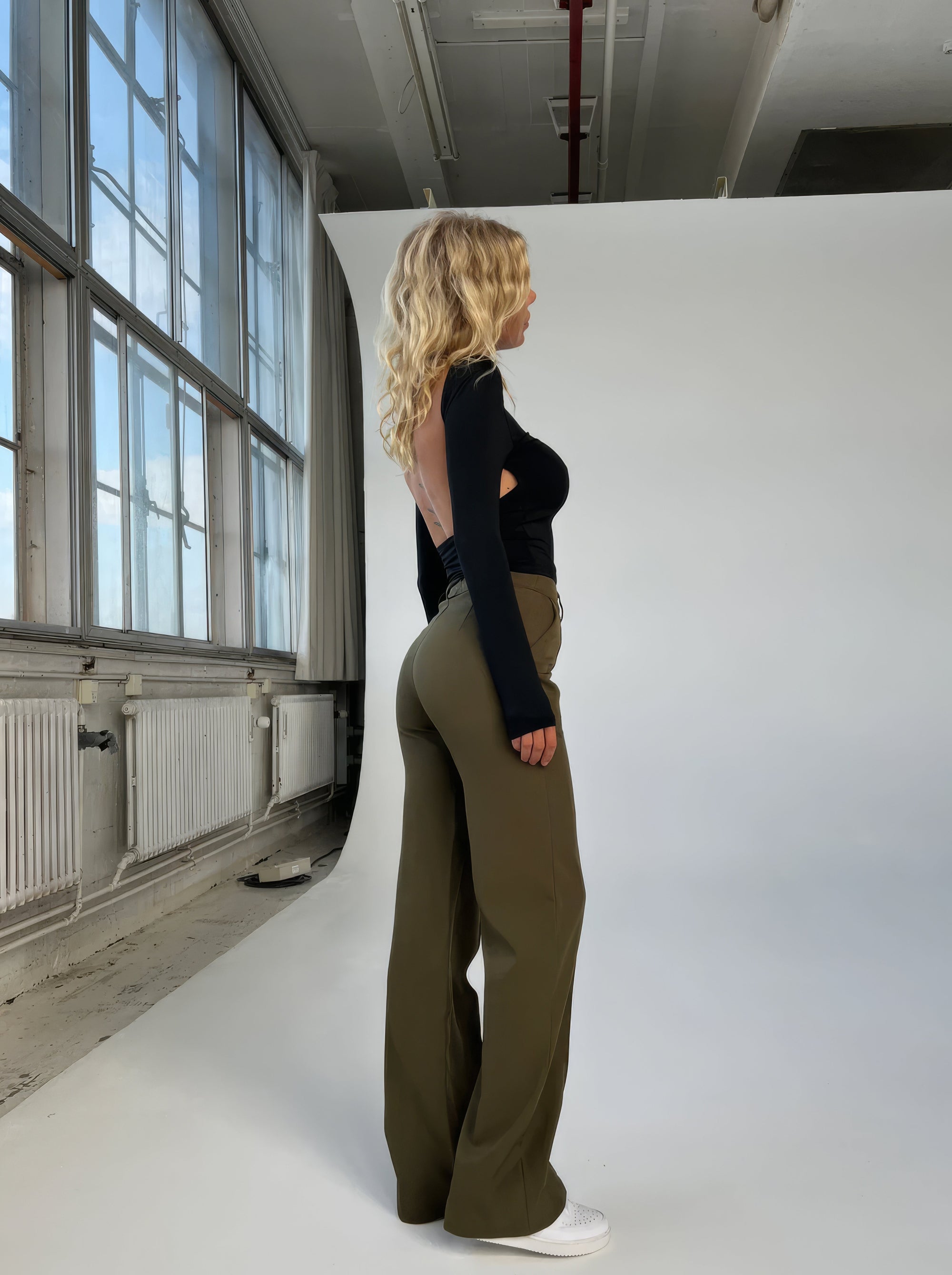 Hochtaillierte Stoffhose Damen