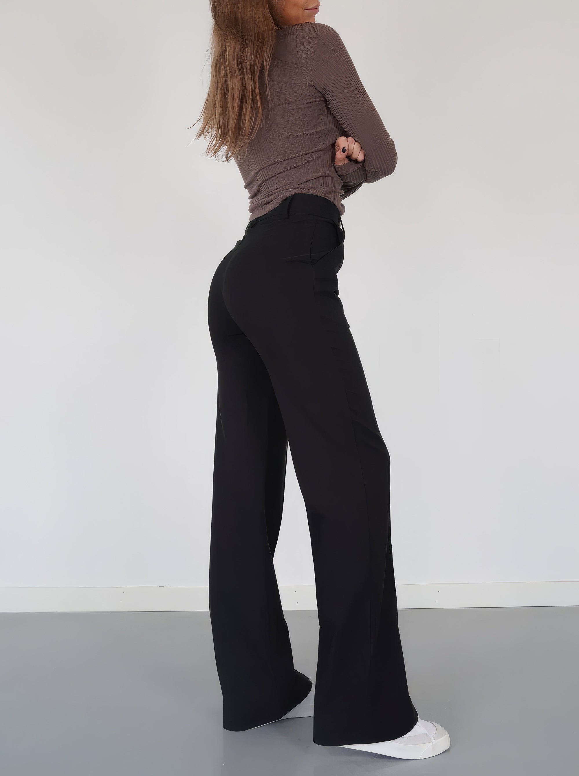 Hochtaillierte Stoffhose Damen