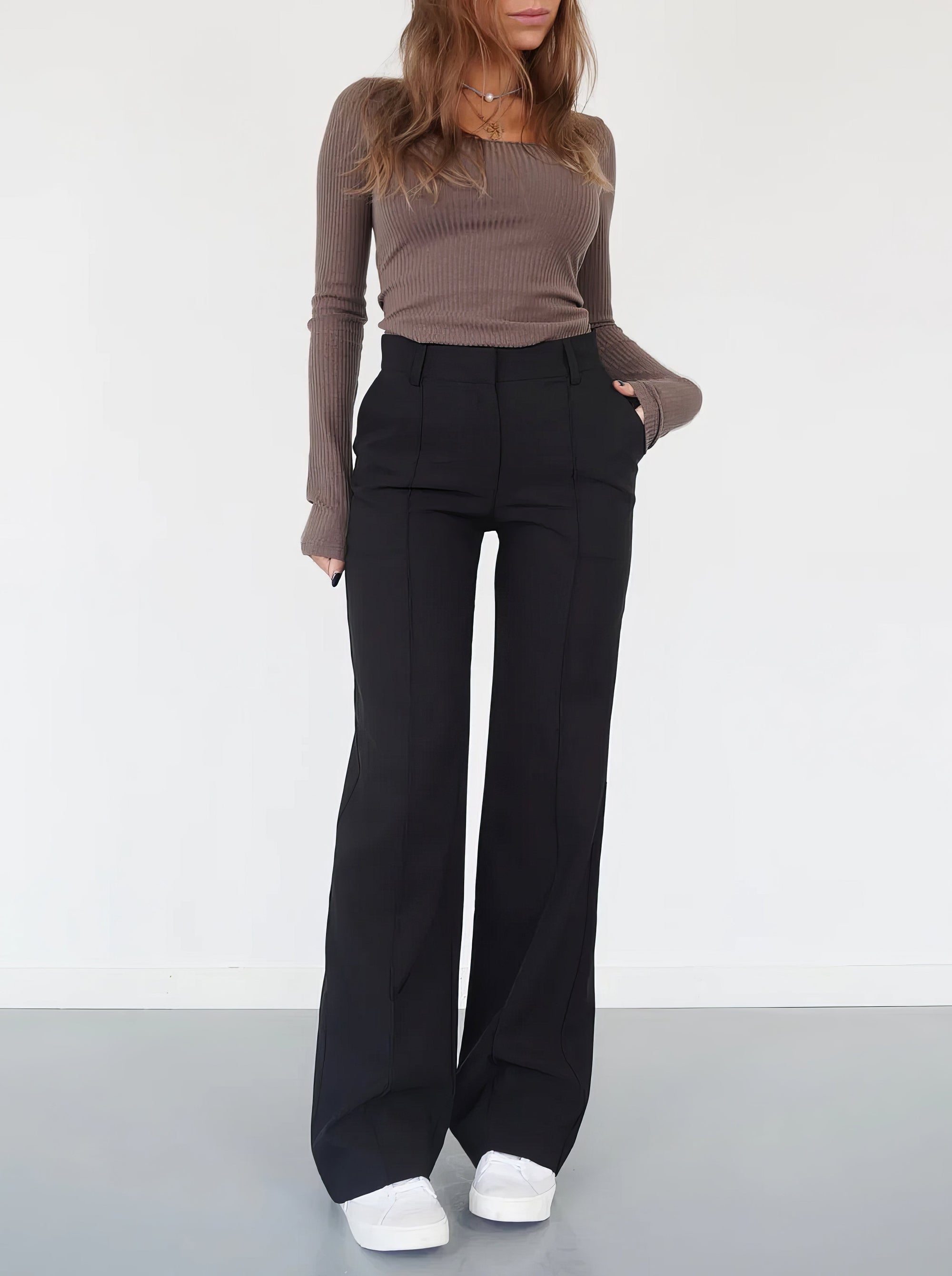 Hochtaillierte Stoffhose Damen