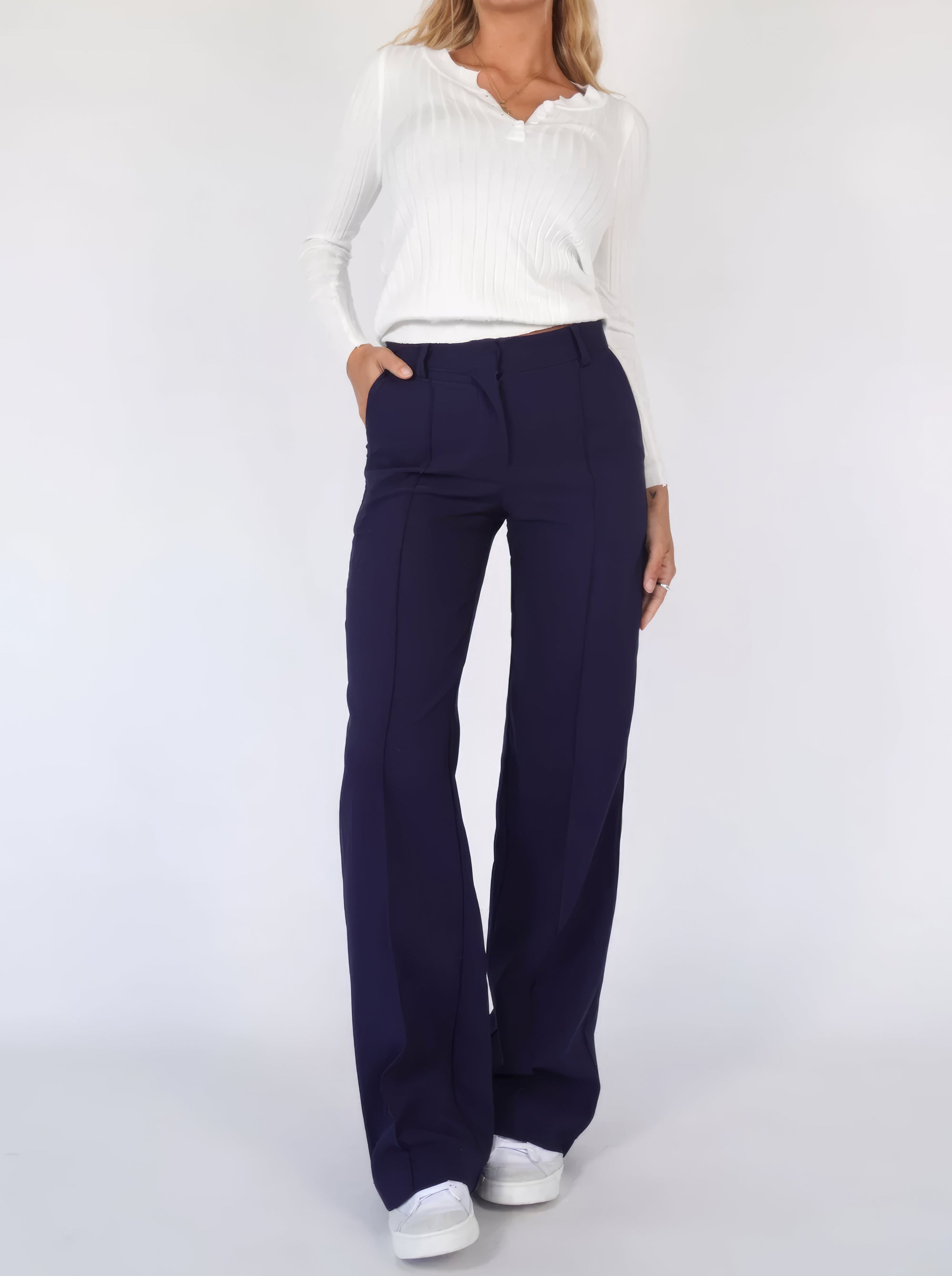 Hochtaillierte Stoffhose Damen