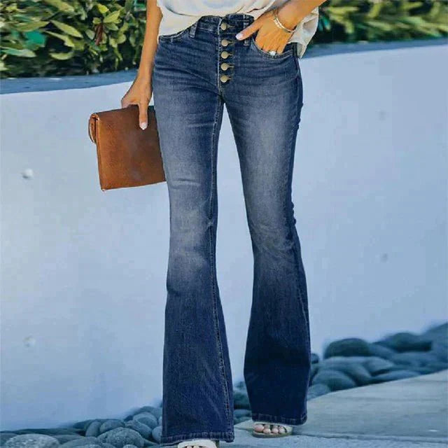 Hohe Taille Flared Jeans Damen