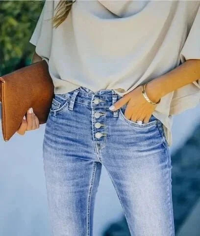 Hohe Taille Flared Jeans Damen
