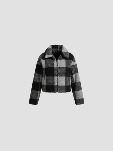 Jacke Damen Kurze Karojacke im Modernen Stil für Alltag 0