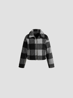Jacke Damen Kurze Karojacke im Modernen Stil für Alltag 0