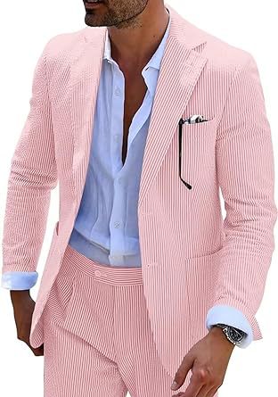 Classic Two-Piece Seersucker Suit for Men