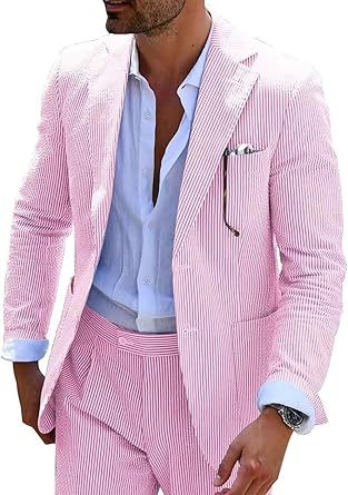 Classic Two-Piece Seersucker Suit for Men