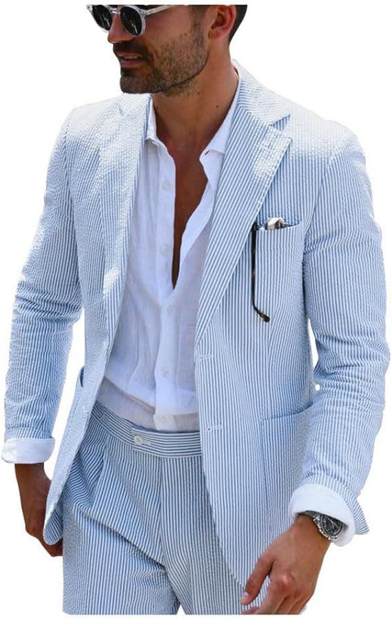 Classic Two-Piece Seersucker Suit for Men