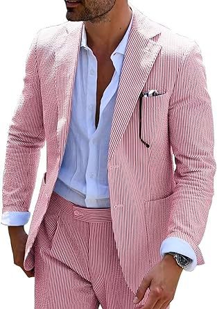Classic Two-Piece Seersucker Suit for Men