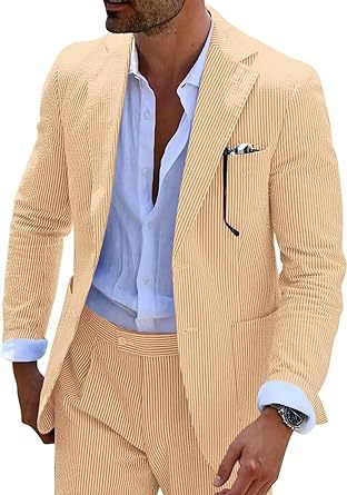Classic Two-Piece Seersucker Suit for Men