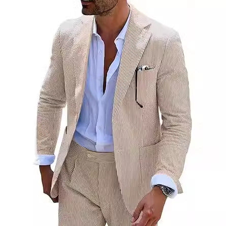 Classic Two-Piece Seersucker Suit for Men