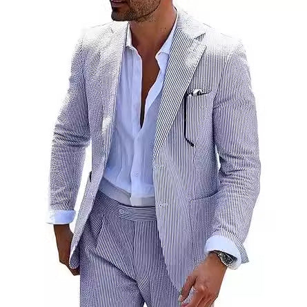 Classic Two-Piece Seersucker Suit for Men