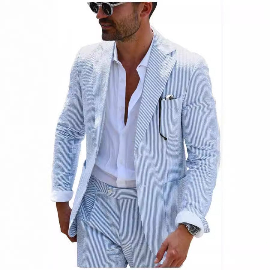 Classic Two-Piece Seersucker Suit for Men