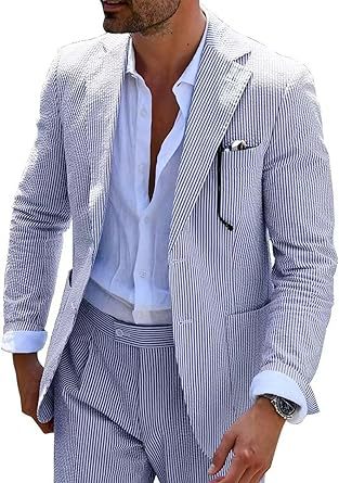Classic Two-Piece Seersucker Suit for Men