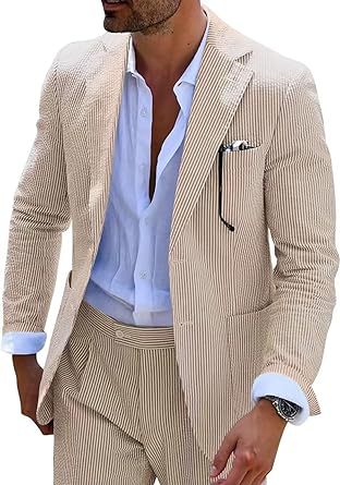 Classic Two-Piece Seersucker Suit for Men