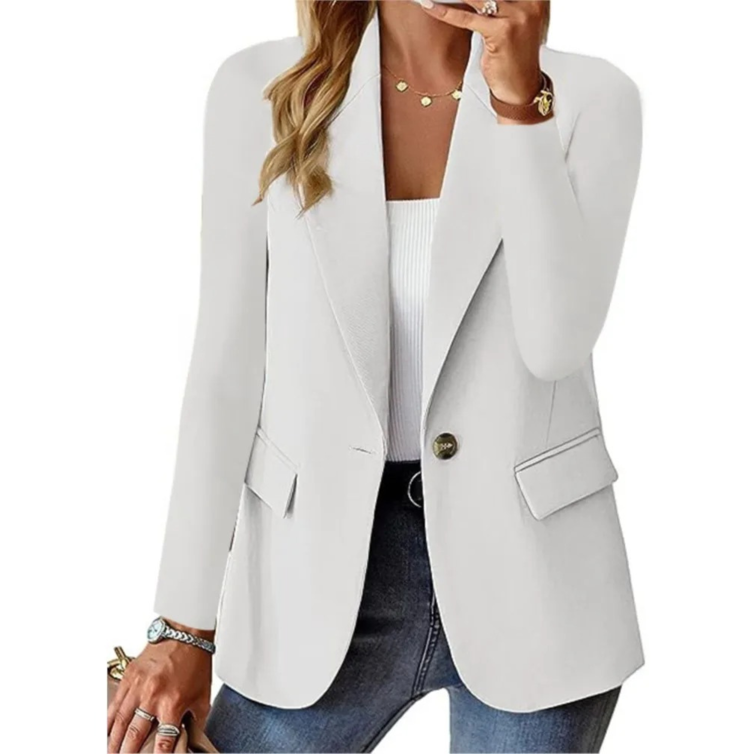 Kobiety Casual Blazer z Długim Rękawem 0