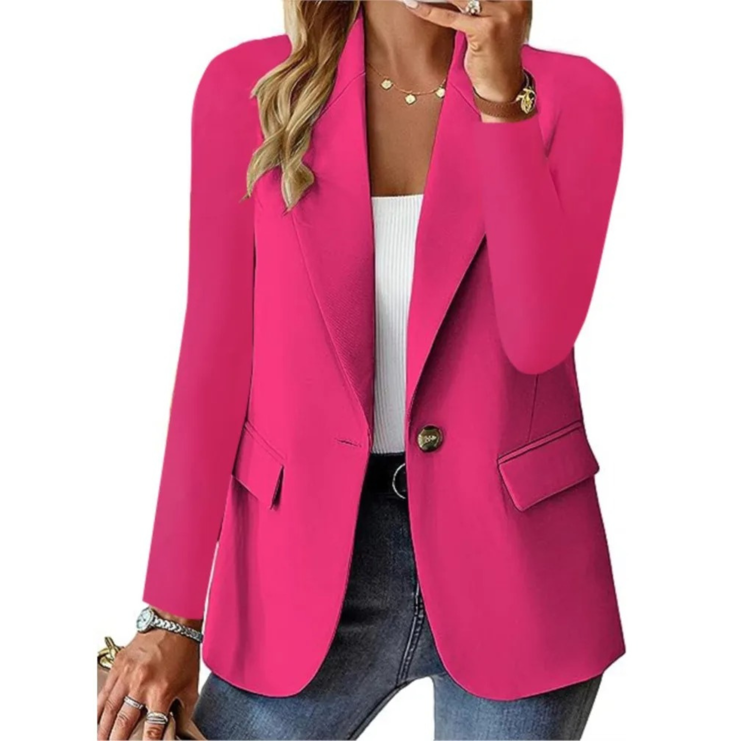 Kobiety Casual Blazer z Długim Rękawem 1