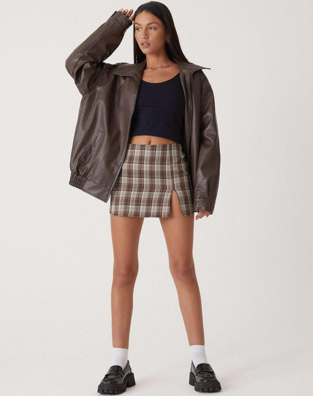 Kurtka Damska Skórzana Oversize w Stylu Eleganckim 3