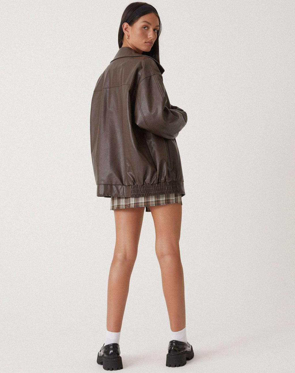 Kurtka Damska Skórzana Oversize w Stylu Eleganckim 5