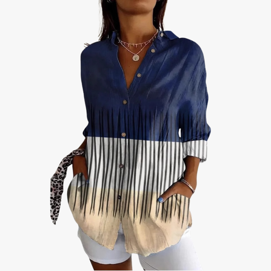 Linen blouse for women with handcrafted embroidery