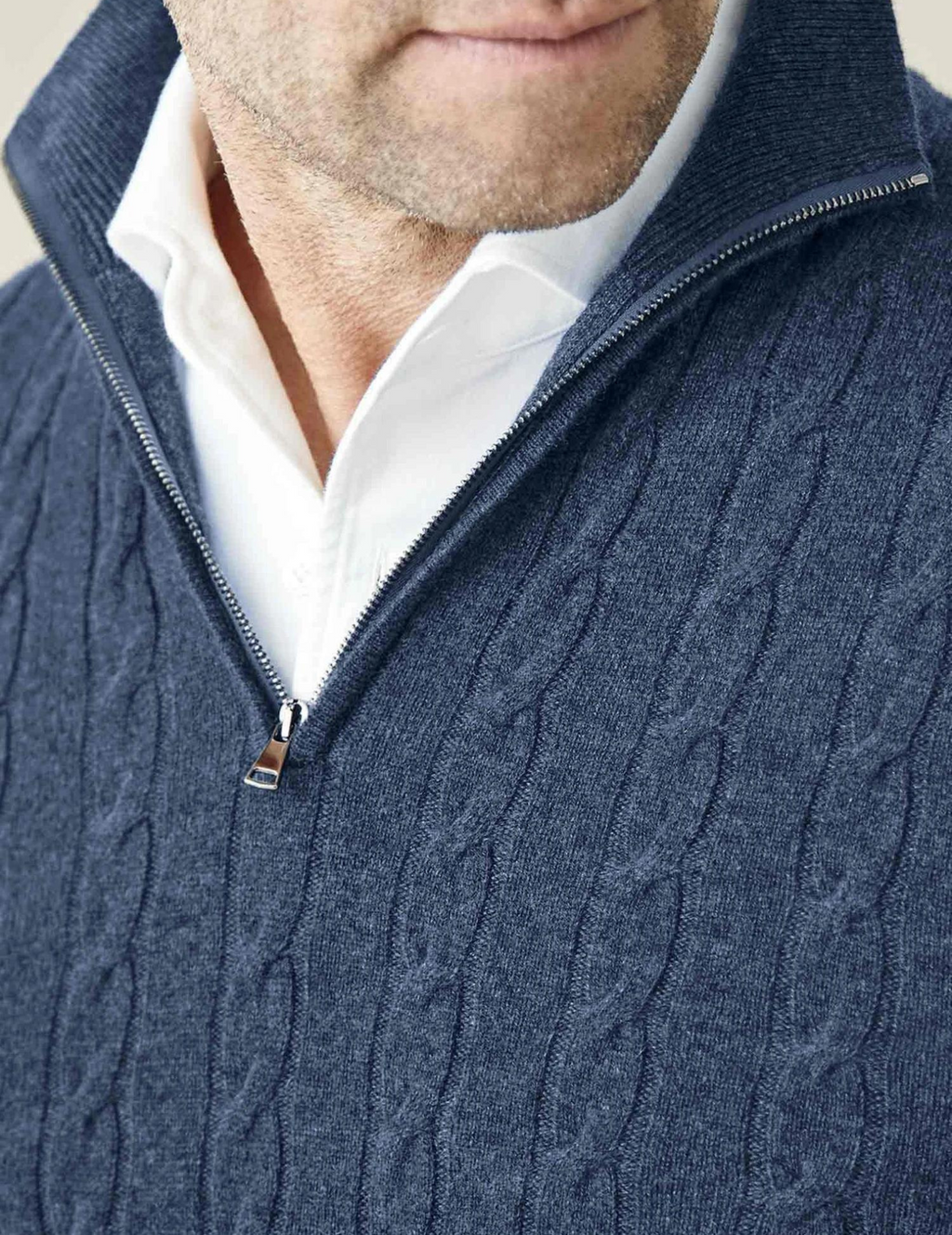 Männer Kabelstrick Reißverschlusspullover für Wintermode 1