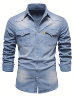 Męska Koszula Jeansowa z Długim Rękawem Slim Fit 2