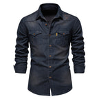 Męska Koszula Jeansowa z Długim Rękawem Slim Fit 3