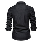 Męska Koszula Jeansowa z Długim Rękawem Slim Fit 4