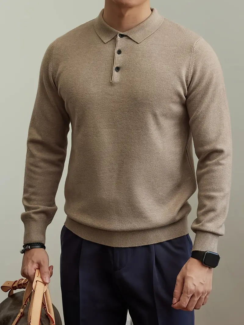 Męski Sweter Polo z Wełny - Klasyczny Styl i Ciepło 1