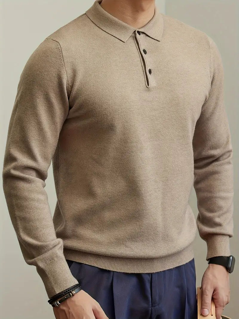 Męski Sweter Polo z Wełny - Klasyczny Styl i Ciepło 2