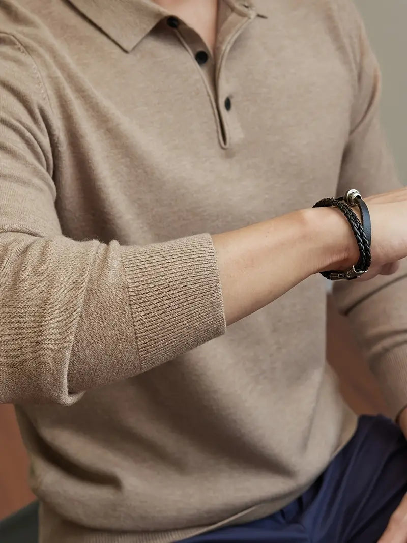 Męski Sweter Polo z Wełny - Klasyczny Styl i Ciepło 3