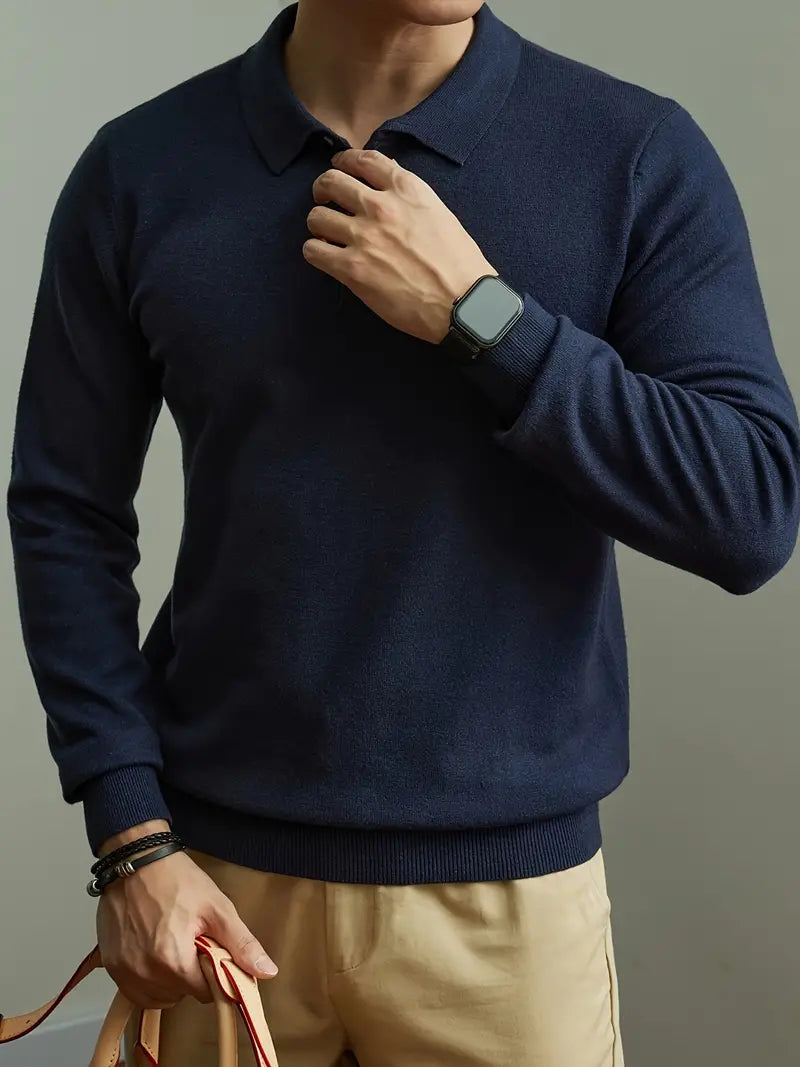 Męski Sweter Polo z Wełny - Klasyczny Styl i Ciepło 5