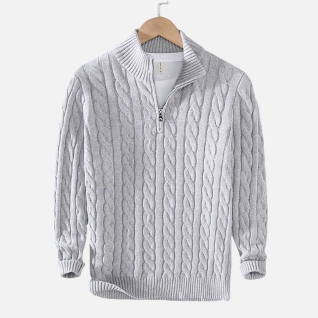 Męski Sweter z Pół-Zipem Elegancki Długi Rękaw 0