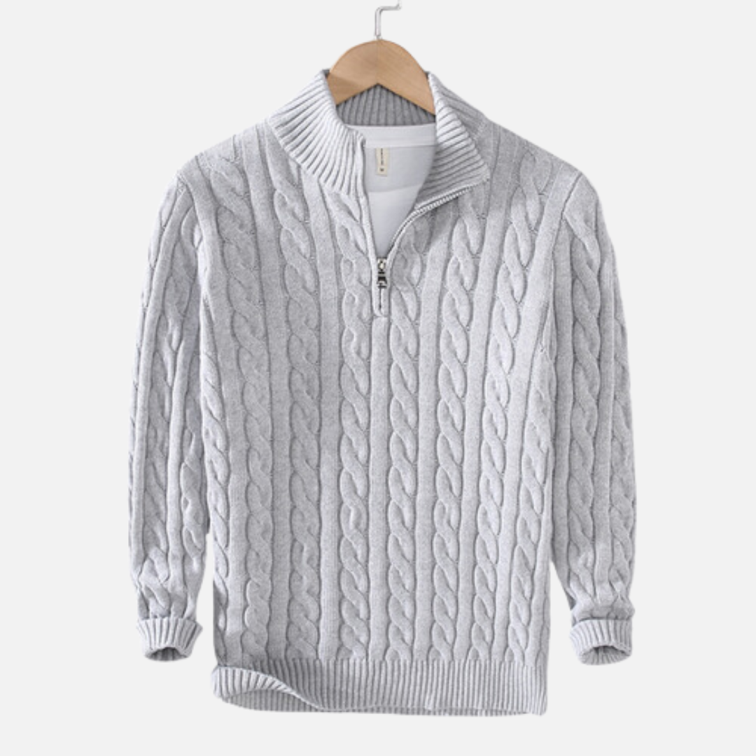 Męski Sweter z Pół-Zipem Elegancki Długi Rękaw 0