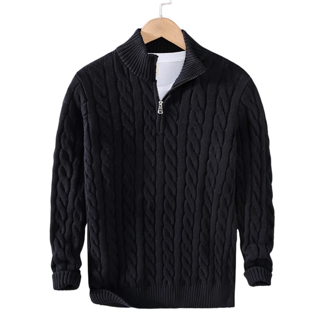 Męski Sweter z Pół-Zipem Elegancki Długi Rękaw 1