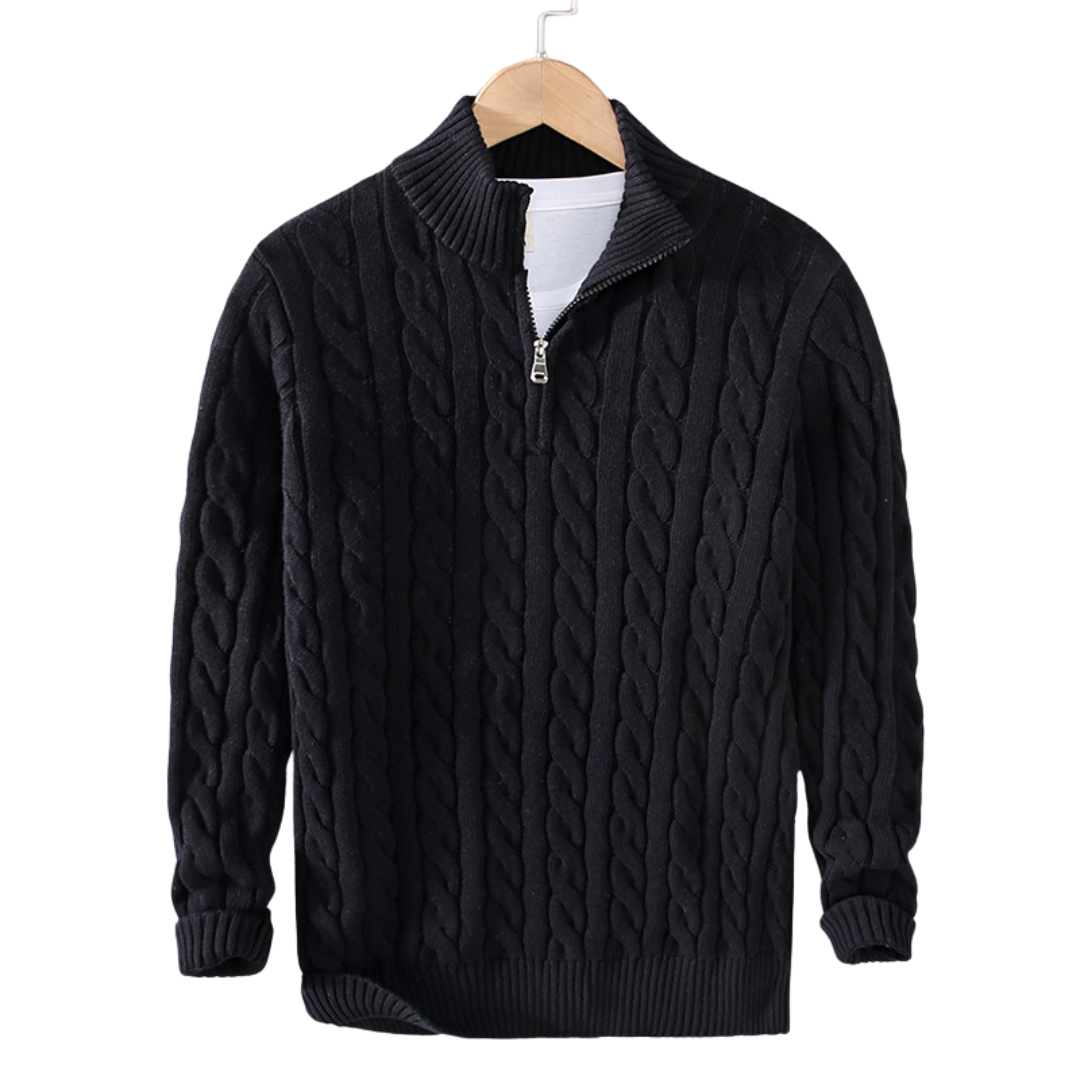 Męski Sweter z Pół-Zipem Elegancki Długi Rękaw 1