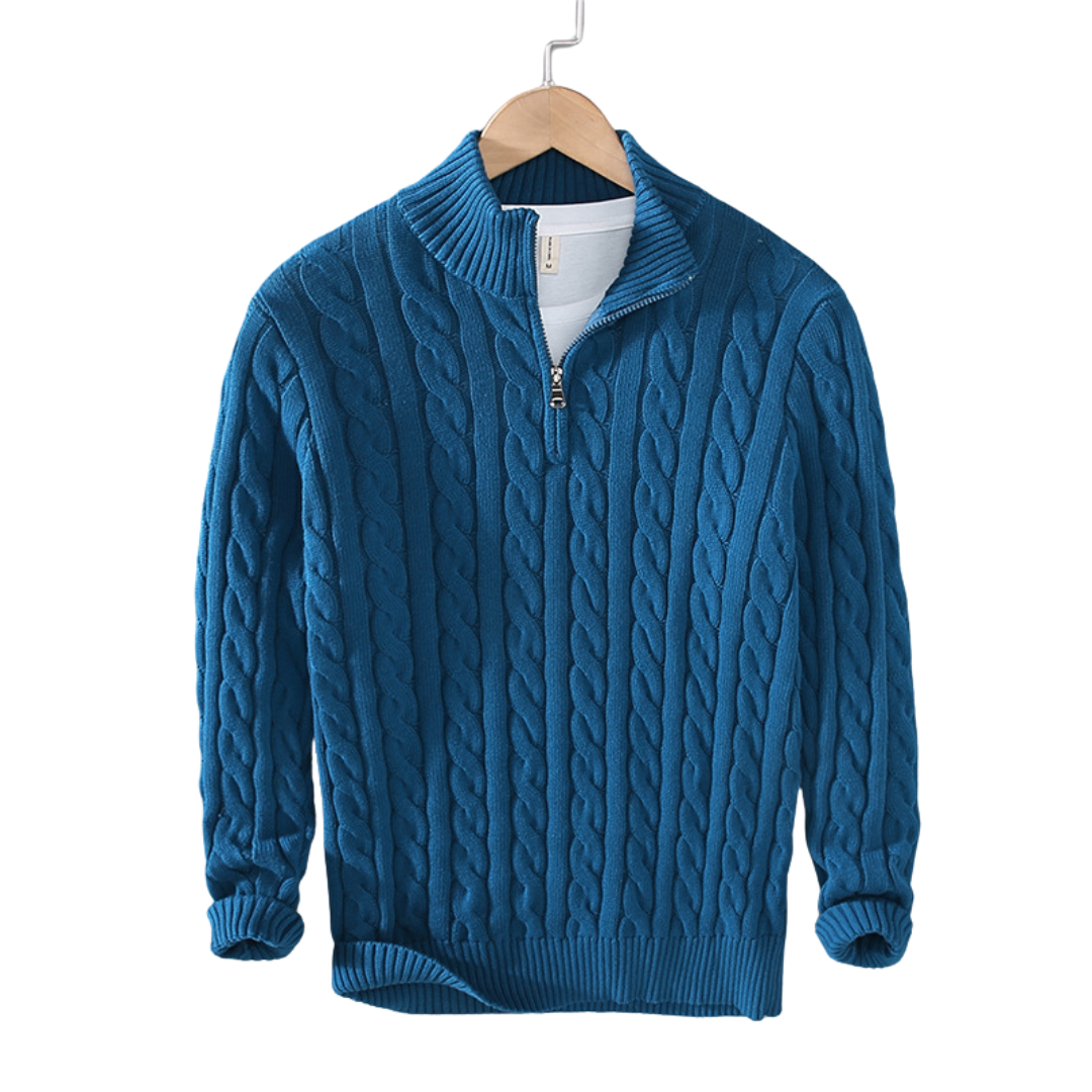 Męski Sweter z Pół-Zipem Elegancki Długi Rękaw 2
