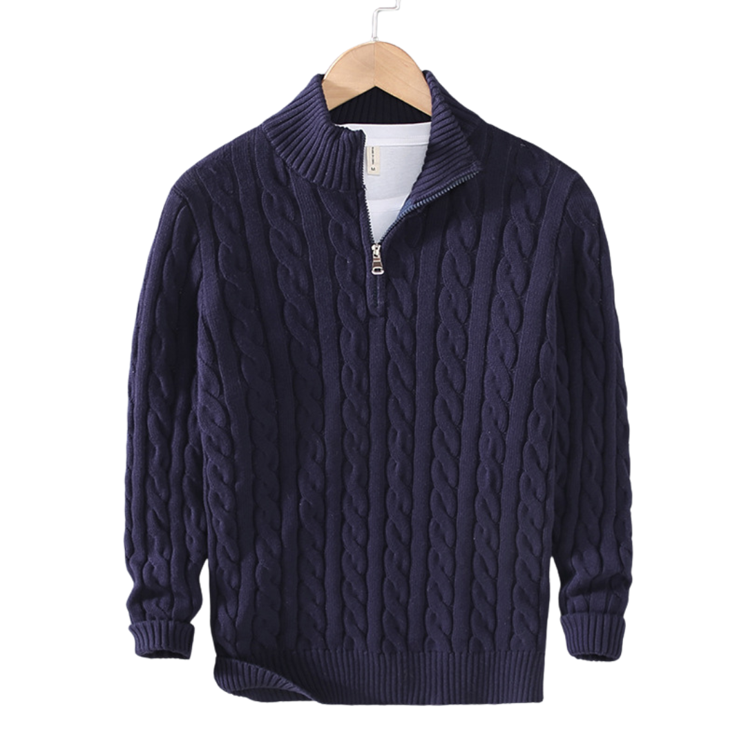 Męski Sweter z Pół-Zipem Elegancki Długi Rękaw 3