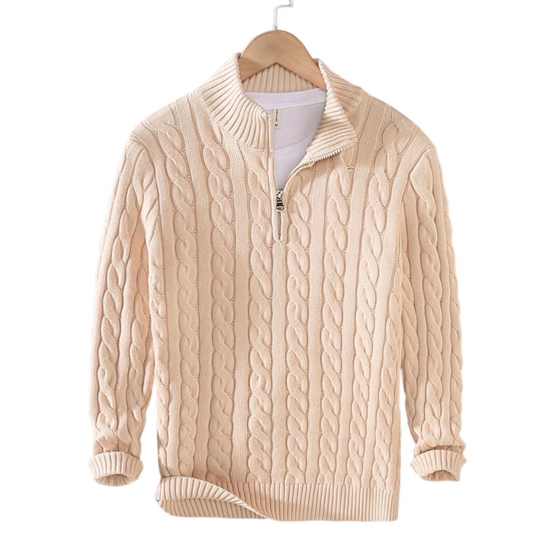 Męski Sweter z Pół-Zipem Elegancki Długi Rękaw 4