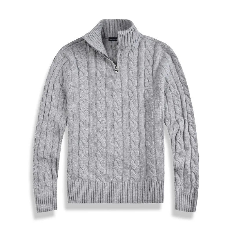 Męski Sweter z Pół-Zipem w Stylu Old Money 0