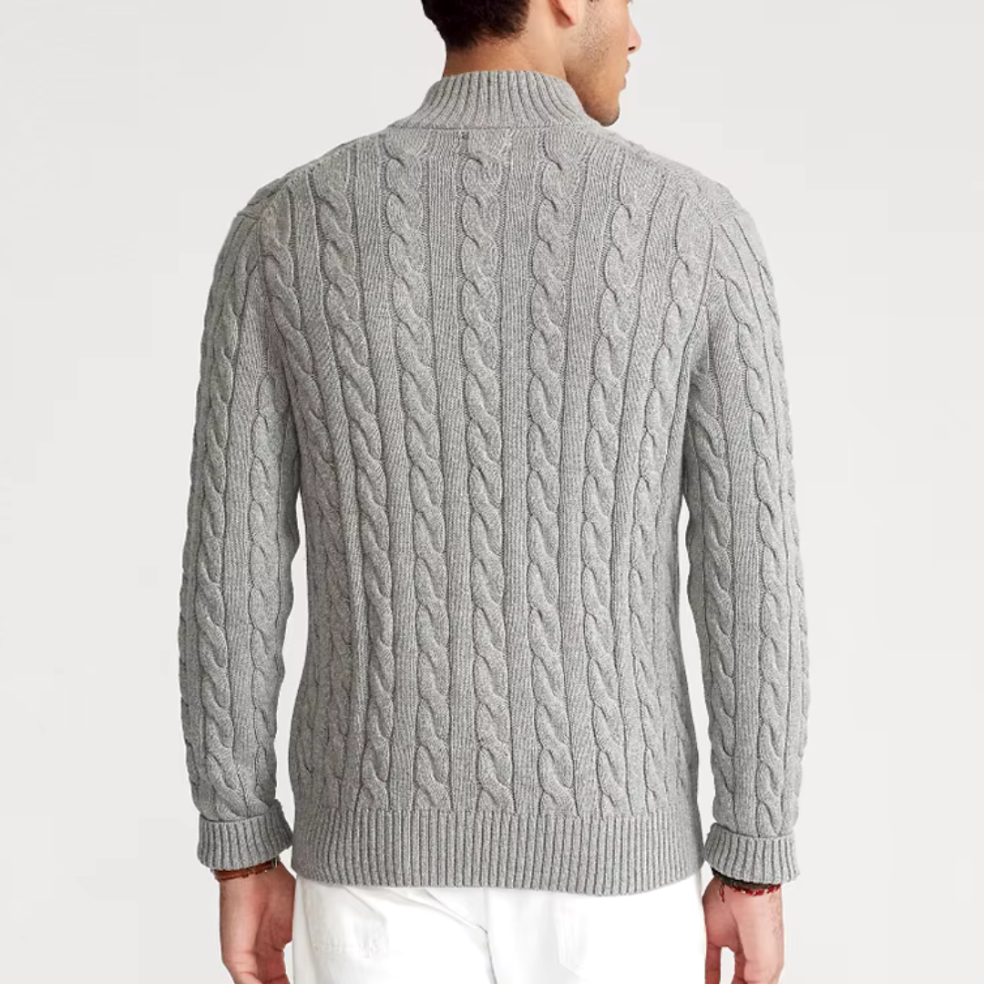 Męski Sweter z Pół-Zipem w Stylu Old Money 3