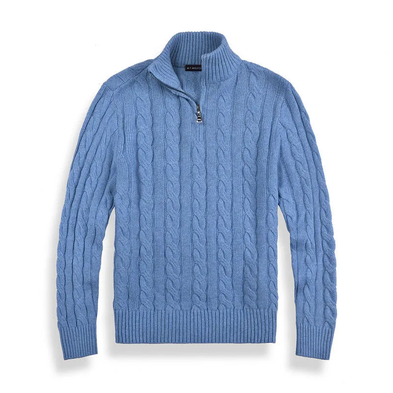 Męski Sweter z Pół-Zipem w Stylu Old Money 4