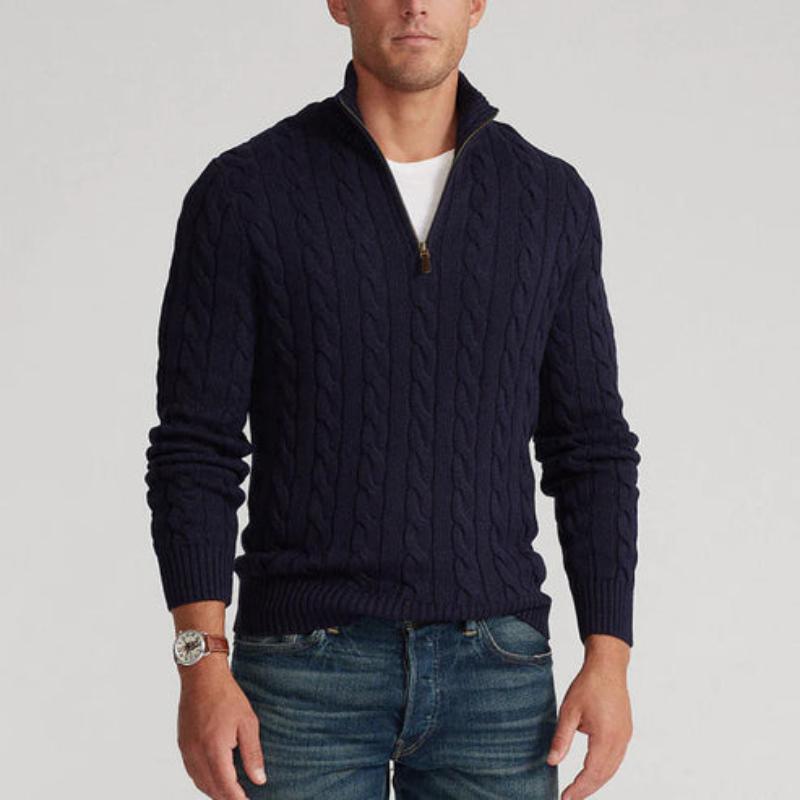 Męski Sweter z Pół-Zipem w Stylu Old Money 5