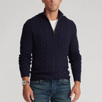 Męski Sweter z Pół-Zipem w Stylu Old Money 5