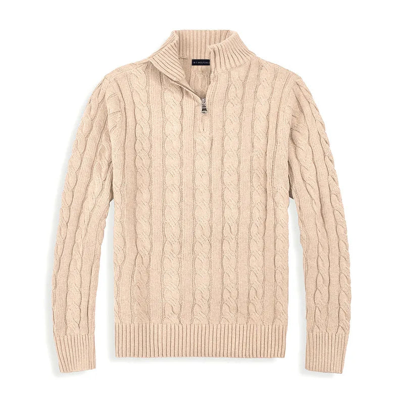 Męski Sweter z Pół-Zipem w Stylu Old Money 8