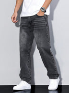 Męskie Casual Jeansy w Jednolitym Kolorze 0
