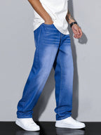 Męskie Casual Jeansy w Jednolitym Kolorze 4